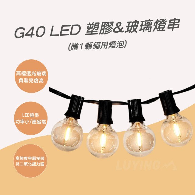 【Z區】G40 LED 塑膠&玻璃燈串 (贈1顆備用燈泡)